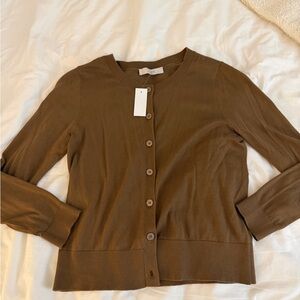 LOFT Brown Button-Up Cardigan Sweater
